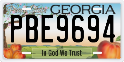 GA license plate PBE9694