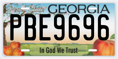 GA license plate PBE9696