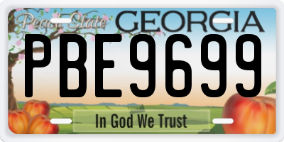 GA license plate PBE9699