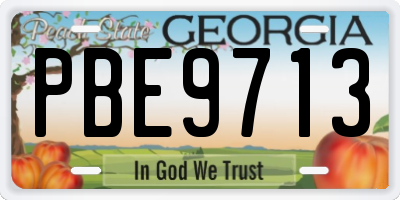 GA license plate PBE9713