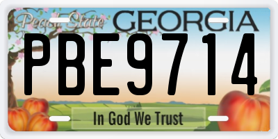 GA license plate PBE9714