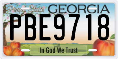 GA license plate PBE9718