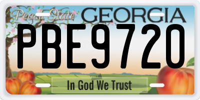 GA license plate PBE9720