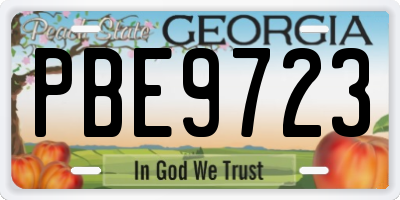 GA license plate PBE9723