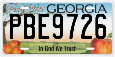 GA license plate PBE9726