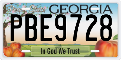 GA license plate PBE9728
