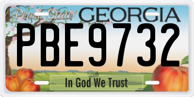 GA license plate PBE9732