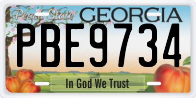 GA license plate PBE9734