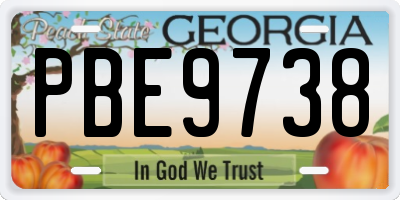 GA license plate PBE9738