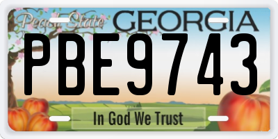 GA license plate PBE9743