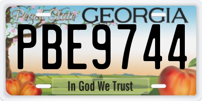 GA license plate PBE9744