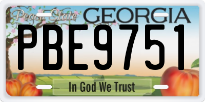 GA license plate PBE9751