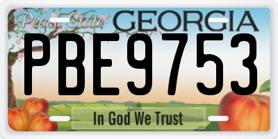 GA license plate PBE9753