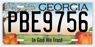 GA license plate PBE9756