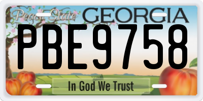 GA license plate PBE9758