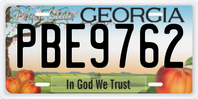 GA license plate PBE9762