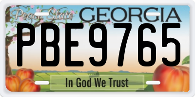 GA license plate PBE9765