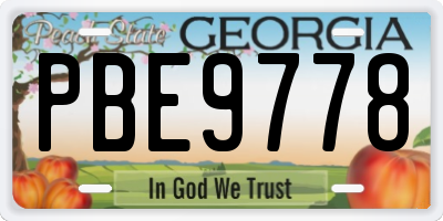 GA license plate PBE9778