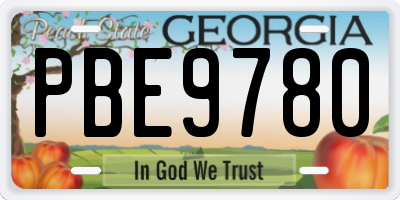 GA license plate PBE9780