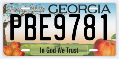 GA license plate PBE9781