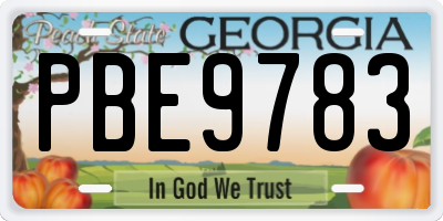 GA license plate PBE9783