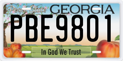 GA license plate PBE9801