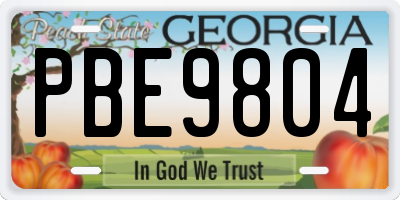 GA license plate PBE9804