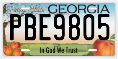 GA license plate PBE9805
