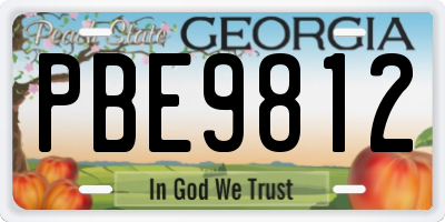 GA license plate PBE9812