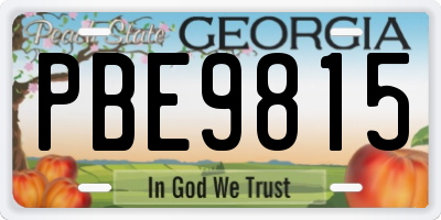 GA license plate PBE9815