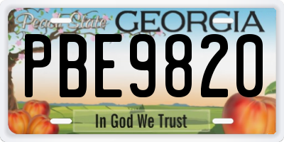 GA license plate PBE9820