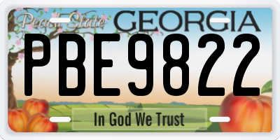 GA license plate PBE9822