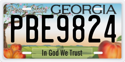 GA license plate PBE9824