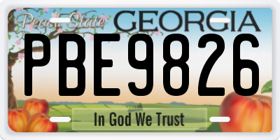 GA license plate PBE9826