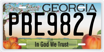 GA license plate PBE9827