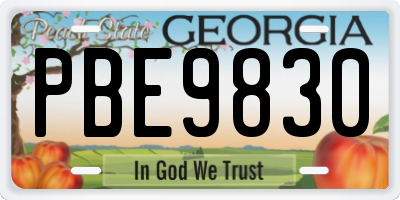 GA license plate PBE9830