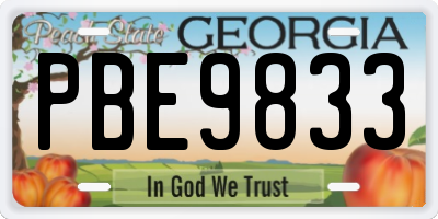 GA license plate PBE9833