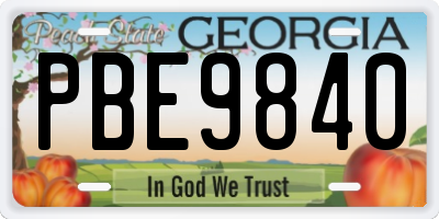GA license plate PBE9840