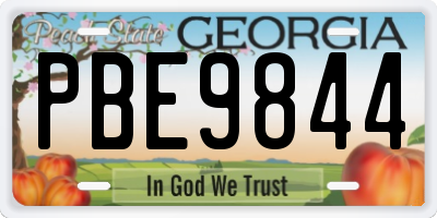 GA license plate PBE9844