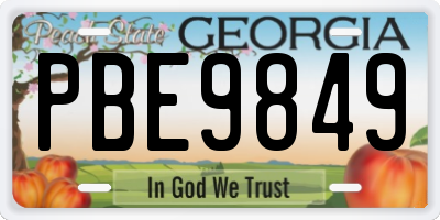GA license plate PBE9849