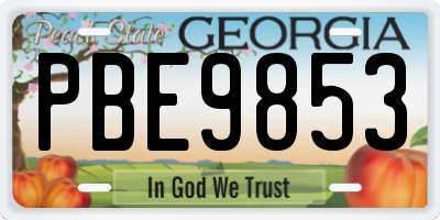 GA license plate PBE9853