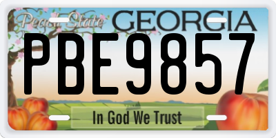 GA license plate PBE9857