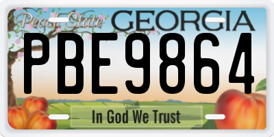 GA license plate PBE9864