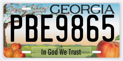 GA license plate PBE9865