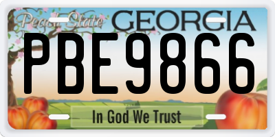 GA license plate PBE9866
