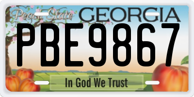 GA license plate PBE9867