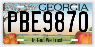 GA license plate PBE9870