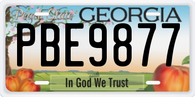 GA license plate PBE9877