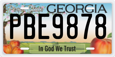 GA license plate PBE9878