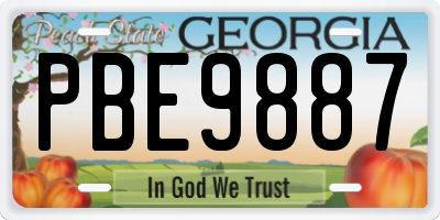GA license plate PBE9887